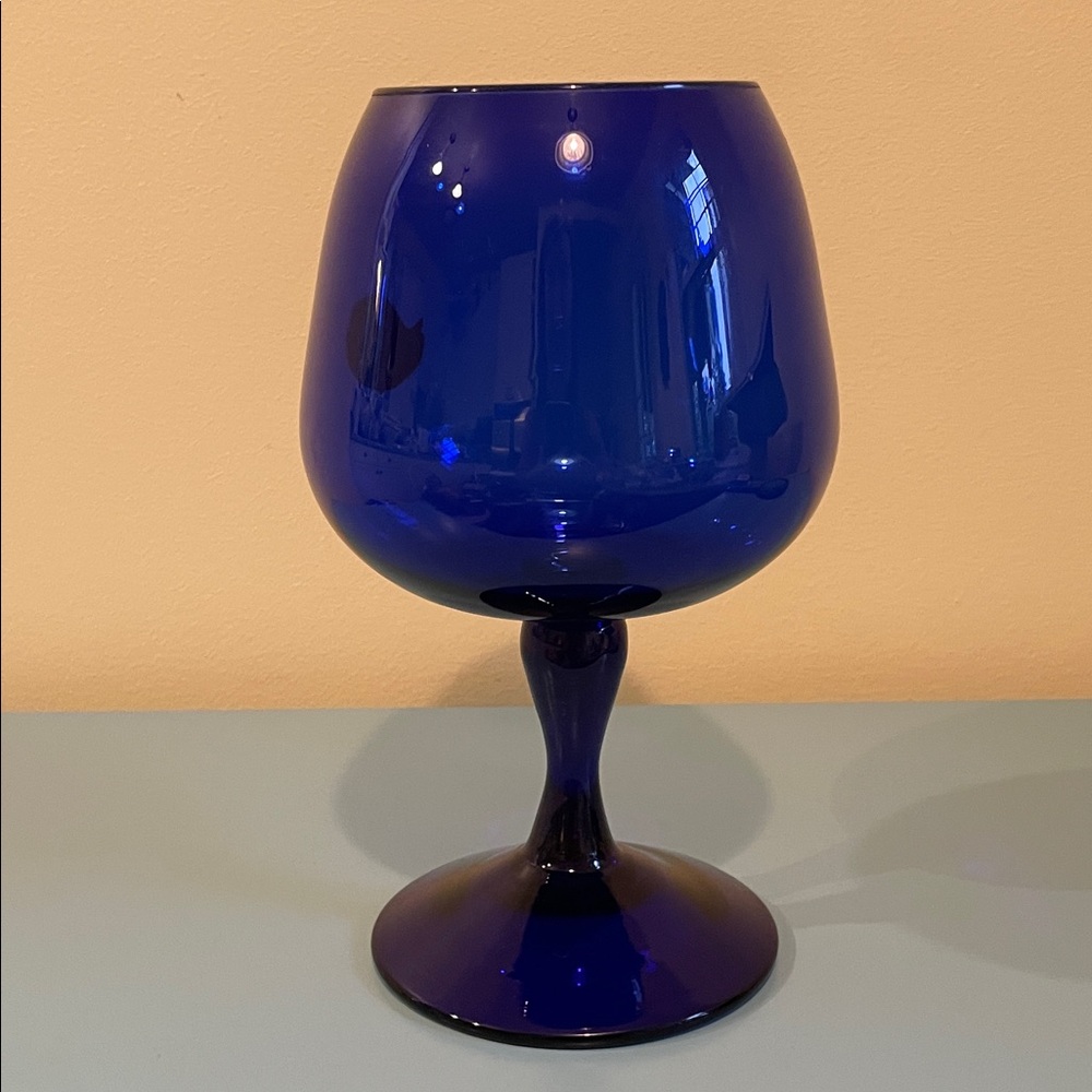 Vin Mid-Century Italian Rossini Genuine Empoli Large Cobalt Blue Art Glass Vase